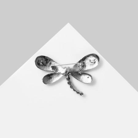 Brooch "Dragonfly" geometry, blue color in silver-2
