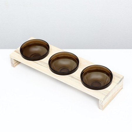 Triple stand with dark glass bowls 45 x 14.5 cm x 6.5 cm 3x250 ml-2