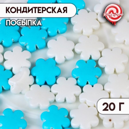 New Year. Confectionery sprinkling "Snowflakes": white, blue, 20 g-1