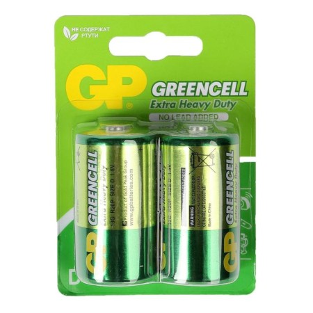 Salt battery GP Greencell Extra Heavy Duty, D, R20-2BL, 1.5V, blister, 2 pcs.