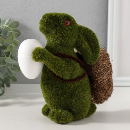 Souvenir Foam "Rabbit green with an testicle and a basket with carrots" 15x7x15.5 cm-3