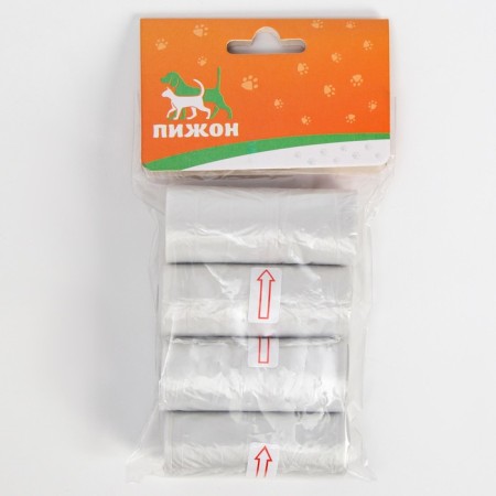 Packets for cleaning dogs are plain (4 rolls of 15 packages 29x21 cm), gray-2