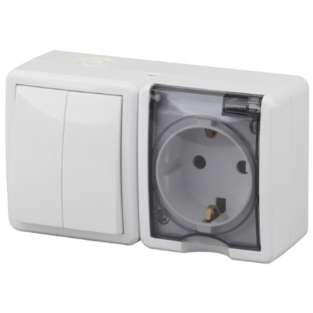 Block Roset+Double IP54, 16A (10AX) -250V, OU, Era Expert, White