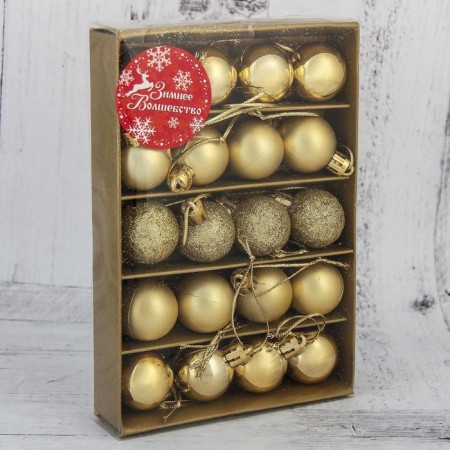 Set of balls plastic D-3 cm, 20 pcs "overflow" gold-1