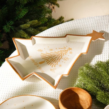 New Year's plate SL Home "Happy New Year", 39.3 × 29.5 cm, ceramics, white color-5