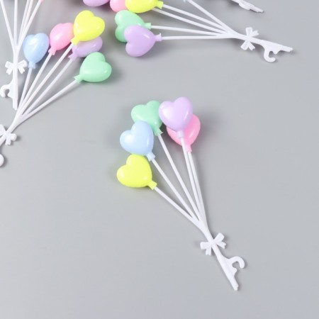 Decor for creativity plastic "Bound of balloons-hearts" 5 pcs 14 cm-1