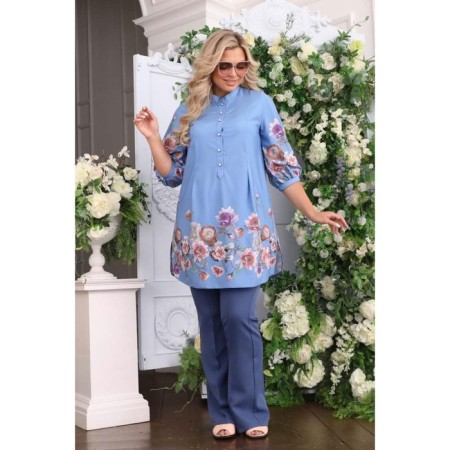 Female shirt, size 54, blue color-4