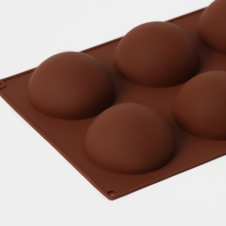 The form for baking is the “figure. Hemisphere ”, silicone, 27 × 18 × 3.5 cm, 6 cells (7x7x3.5 cm), color mix-1