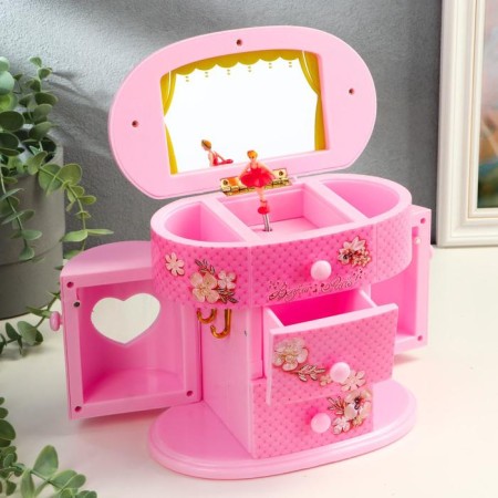 Musical Mechanical Mechanical "Princess chest" Pink 17.5.20x11 cm-1
