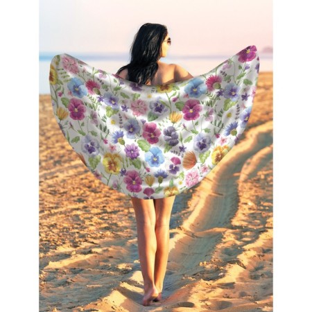 Pareo and beach rug "colors of flowers", d = 150 cm