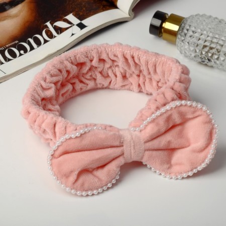 Hair bandage "Pearl Bolt" 19*6 cm peach