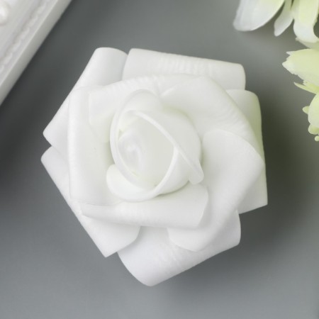 Foamiran rose, white d-4 cm