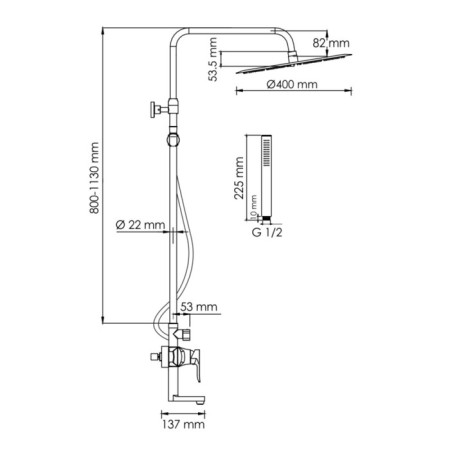The shower system wasserkraft a166.117.137.087.ch, tropical shower, shower, chrome-2