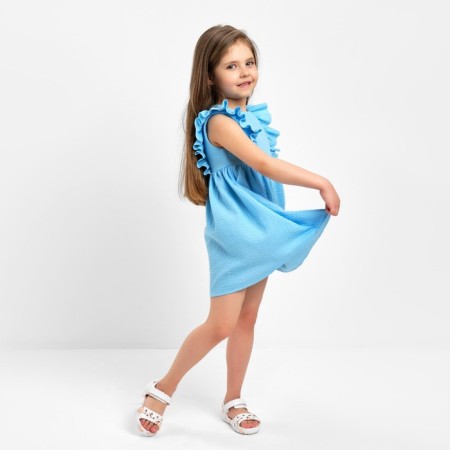 Baby dress with ruffles KAFTAN "Muslin", p 26 (80-86cm), blue-5