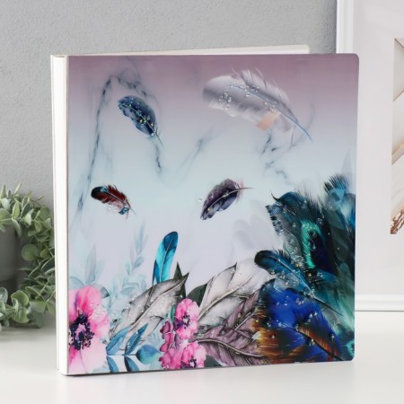 Photo album magnetic 20 sheets "feathers and flowers" 33x35x4 cm-1