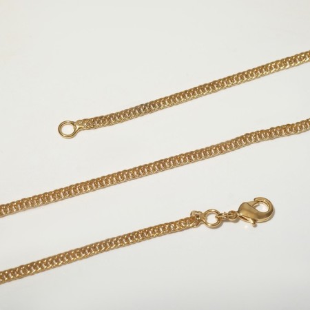 Chain "shell weaving" with links, hasty carabiner, gold, 45 cm