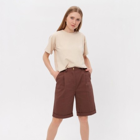 Shorts Women Bermuda Minaku: Enjoy, Chocolate Color, Rr. 46