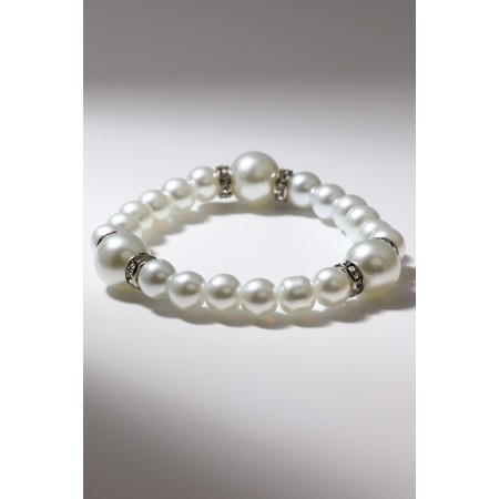 Bracelet Pearl "Bride" with rhinestones, ball No. 8.12, white color, d = 5.5 cm-1