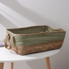 Basket for storage laid handmade of the Leo Dolyan, with handles, 40 × 30 cm, 5 × 16 cm, green color