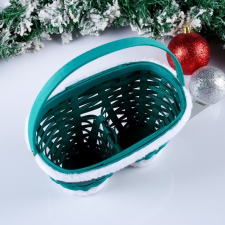 Basket "New Year's pants", green, 23 × 12 × 13/23 cm, veneer-1
