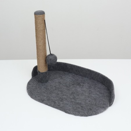 A bed with a cloth "Pijon", felt, oval, 55 x 36 x 47 cm, jute, dark gray-4