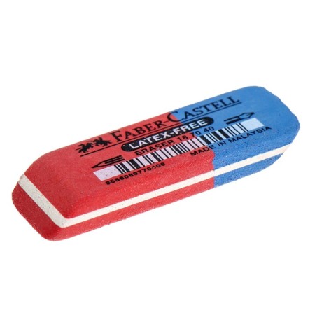 Lastik Faber-Castell rubber 7070, 50 x 18 x 8, two-sided for pencils and ink, red-blue