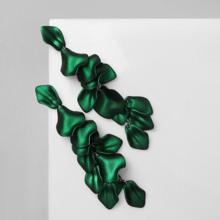 Earrings Assorted "Wind" grace, green color in gold-6