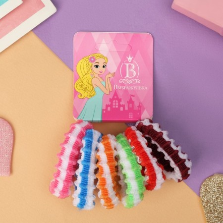 Hair elastic band "Tm -strip" (set 6 pcs) relief, mix