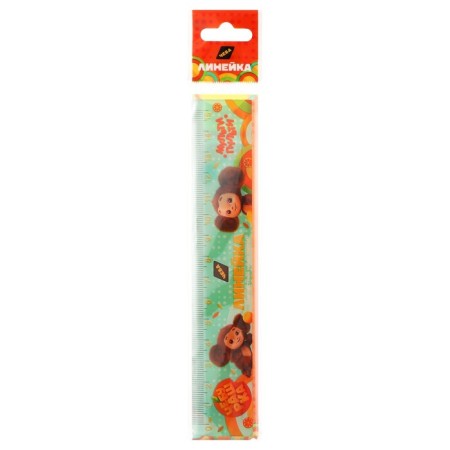Ruler 15 cm multi-bullets "Cheburashka", with print-3