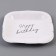 Disposable plate of square paper "Happy Birthday", white, 16.5x16.5 cm
