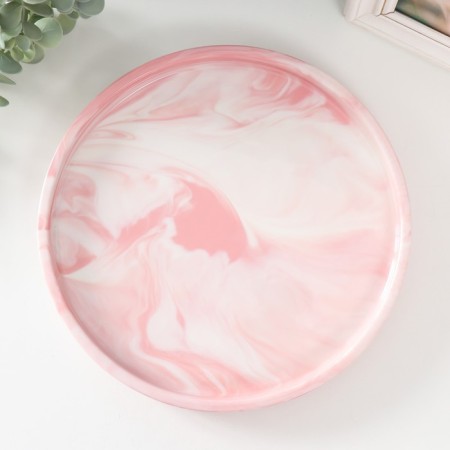 Standing interior ceramics "pink marble" circle 25x25 cm-1
