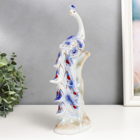 Souvenir Ceramics "Pavlin on a tree" Blue with gold 29x12x7.3 cm-3