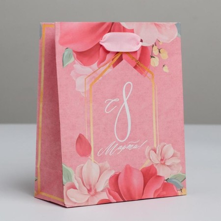 Package Gift Craft Vertical, packaging, “Happy Spring!”, S 12 x 15 x 5.5 cm