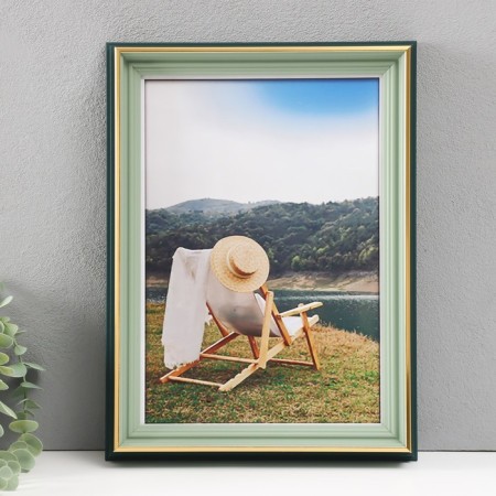 Photo frame plastic A4 "Styliani" light green with gold 4.8x26x34.5 cm