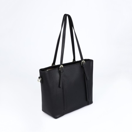 Soper bag with zipper, black color-3