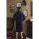Male dressing gown with a hood, size 50, dark blue color, Makra