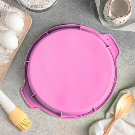 Baking uniform “Circle with handles”, silicone, 26 × 29 × 4.5 cm, internal size d = 24 cm, color mix-1