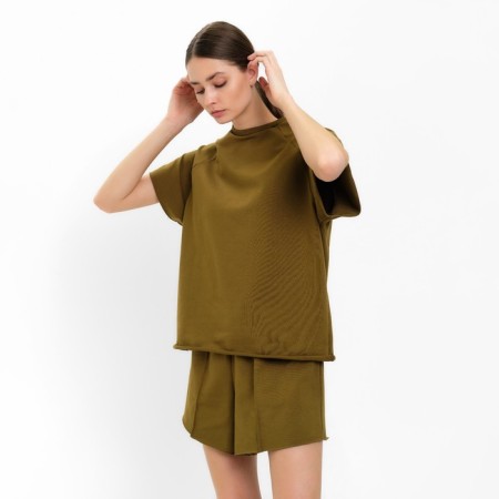 Female set (T-shirt, shorts) minku: casual collection color Khaki, rn 42-5