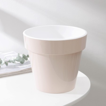 Kashpo for flowers with an insert "Porto", 2.4 liters, pearl color-1
