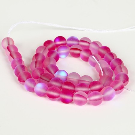 Busins ​​made of natural stone "Cat Eye", set 46 pcs., Size 1 pc. - 8 mm, pink-2