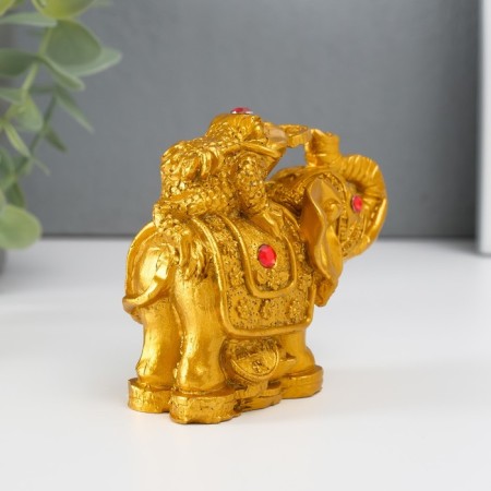 NECK Polystone Bronze "Elephant with Cash toad on the back" 7.5x9.3x5.2 cm-1