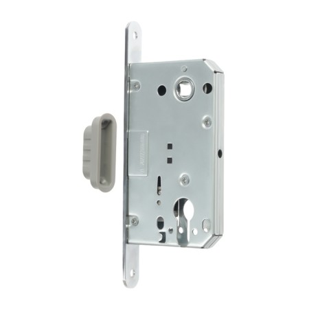 The latch is mortise magnetic, under the Lockland ZLK4CP cylinder, color chromium-1