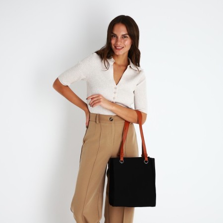 Bag Female Tout with zipper, black color-5