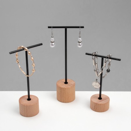 T-shaped arrangement stand, set of 3 pcs., 17, 13.5, 11.5 cm, black color-1