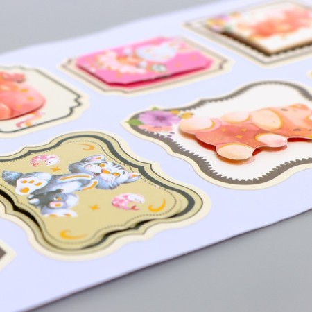 Plastic sticker, two -layer cardboard "Cute Beasts" with a gold stroke 26.5x13 cm-2