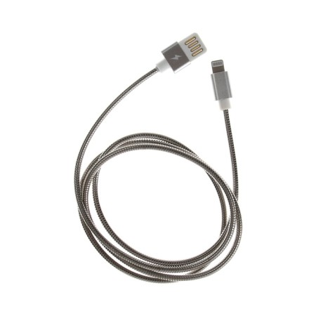 Lightning cable - usb, 2.1 a, metal braid, 1 meter, silver-2