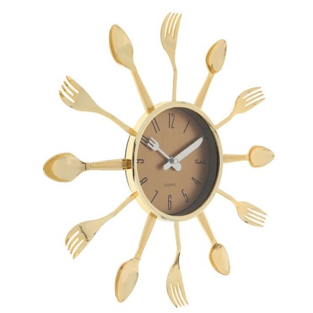 Wall clock, series: kitchen, "forks, spoons, cooks", smooth move, d-12 cm, 33 x 33 cm-1