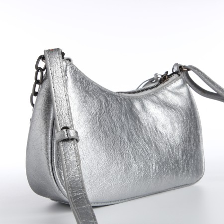 Bag Women's Cross Bodi, on a zipper, silver color-2