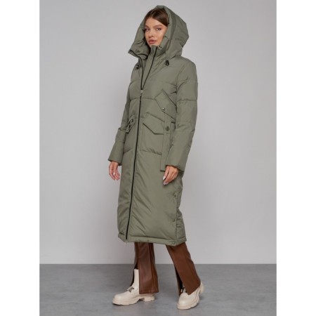 Coat insulated winter female, size 42, green color-4