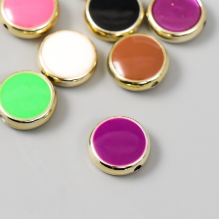 Beads for creativity plastic "Circles, bright gloss" mix set 8 pcs 1.4x1.4 cm-1
